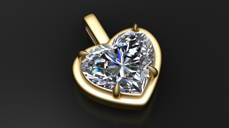 Heart Solitaire Pendant 3D Print Model .c4d .max .obj .3ds .fbx .stl .blend