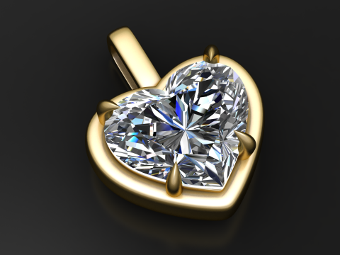 Herz-Solitär-Anhänger 3D Druckmodell