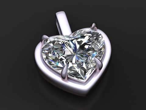 Heart Solitaire Pendant 3D Print Model