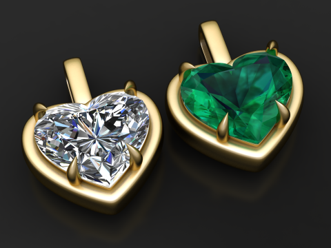 Heart Solitaire Pendant 3D Print Model