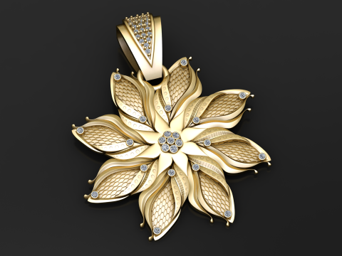 Royal Lotus Bloom Pendant 3D Print Model