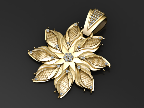 皇家莲花吊坠 3D 打印模型