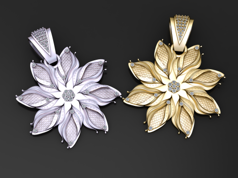 皇家莲花吊坠 3D 打印模型