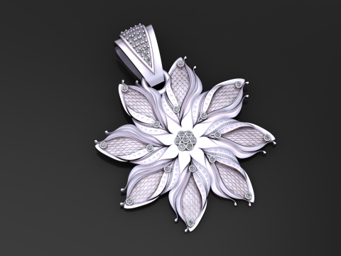 皇家莲花吊坠 3D 打印模型