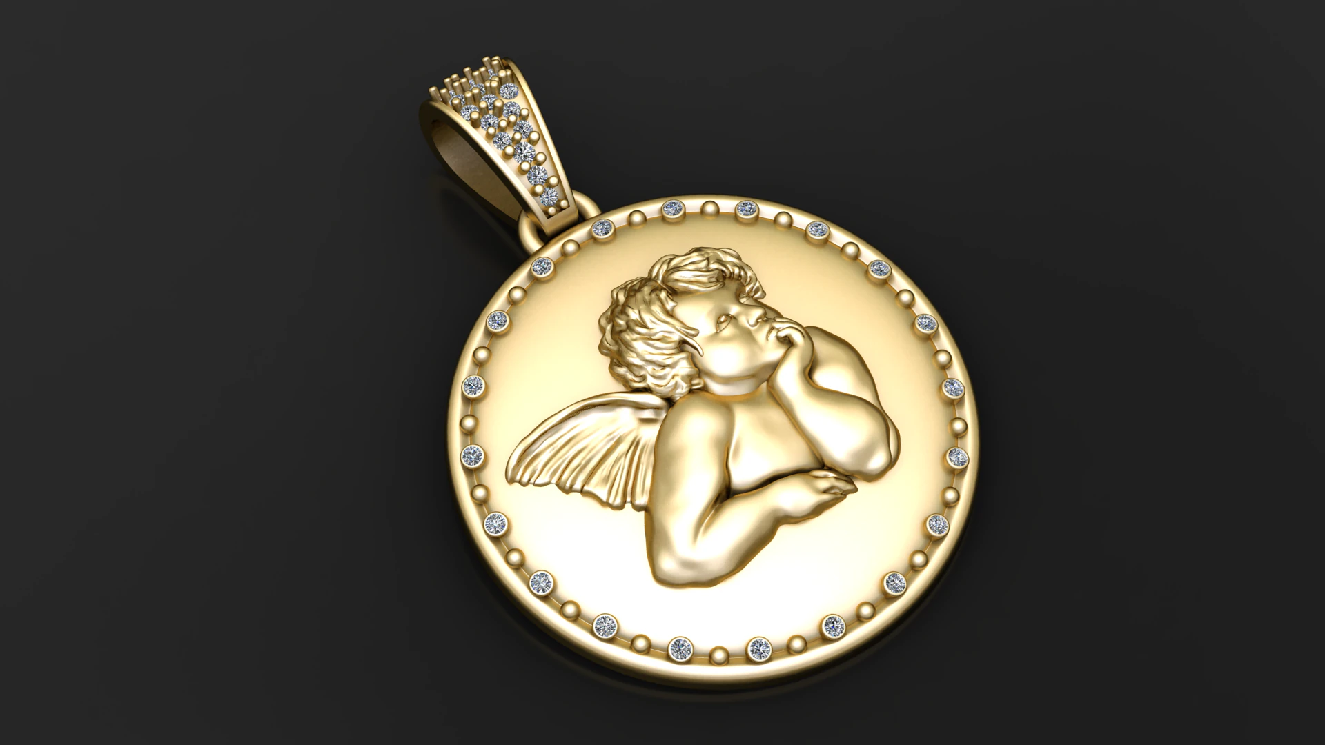 Cherub Guardian Angel Pendant 3D Print Model .c4d .max .obj .3ds .fbx .stl .blend