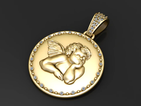 Cherub Guardian Angel Pendant 3D Print Model