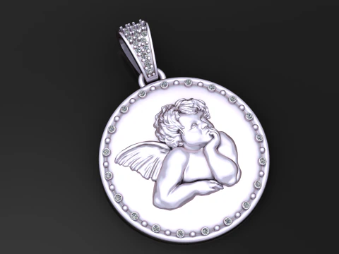 Cherub Guardian Angel Pendant 3D Print Model
