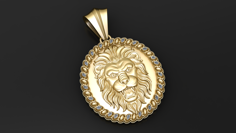 Majestic Lion King Medallion 3D Print Model .c4d .max .obj .3ds .fbx .stl .blend 