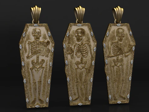 ताबूत अवशेष कंकाल पेंडेंट तिकड़ी 3डी प्रिंट करने योग्य आभूषण संग्रह 3D प्रिंट मॉडल