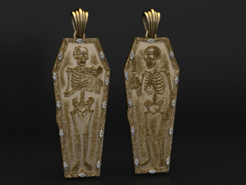 Coffin Relic Skeleton Pendant Trio 3D Printable Jewelry Collection 3D Print Model