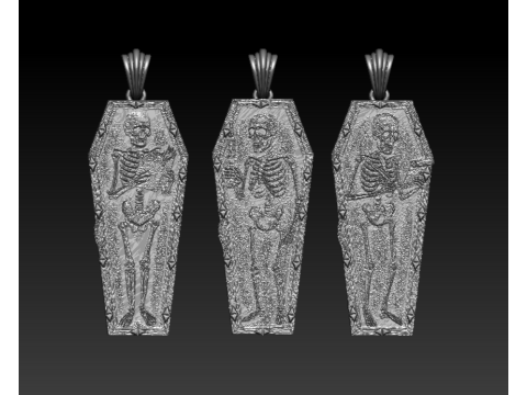 Coffin Relic Skeleton Pendant Trio 3D Printable Jewelry Collection 3D Print Model