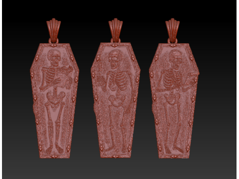 Coffin Relic Skeleton Pendant Trio 3D Printable Jewelry Collection 3D Print Model