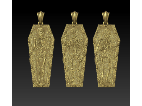 Coffin Relic Skeleton Pendant Trio 3D Printable Jewelry Collection 3D Print Model