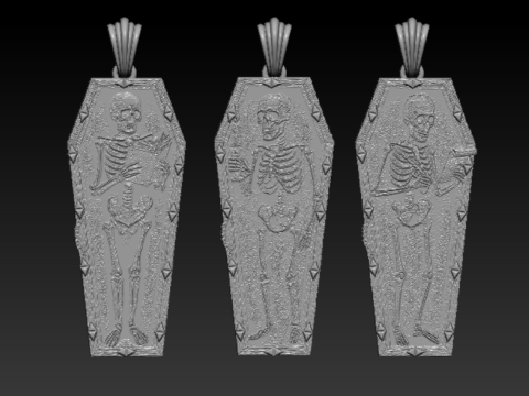 Coffin Relic Skeleton Pendant Trio 3D Printable Jewelry Collection 3D Print Model