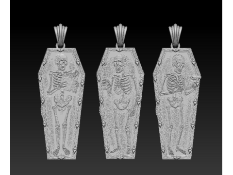 Coffin Relic Skeleton Pendant Trio 3D Printable Jewelry Collection 3D Print Model