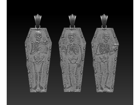 Coffin Relic Skeleton Pendant Trio 3D Printable Jewelry Collection 3D Print Model