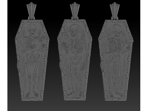 Coffin Relic Skeleton Pendant Trio 3D Printable Jewelry Collection 3D Print Model