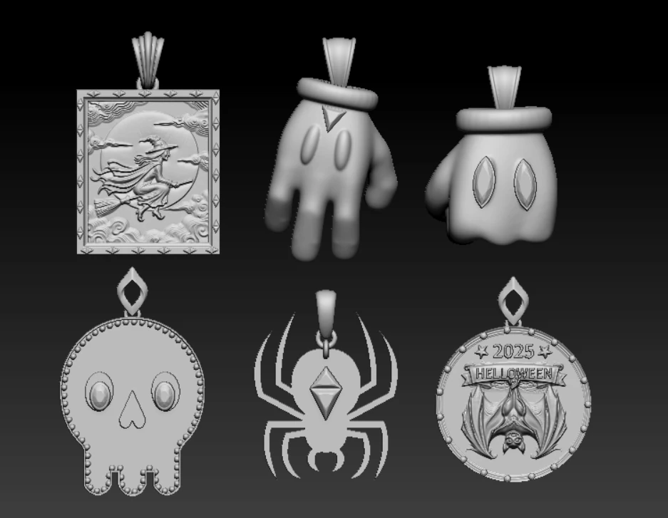 Mystic Halloween Pendant Collection 3D Print Model .c4d .max .obj .3ds .fbx .stl .blend 
