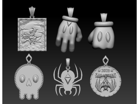 Koleksi Liontin Halloween Mistik Model Cetak 3D