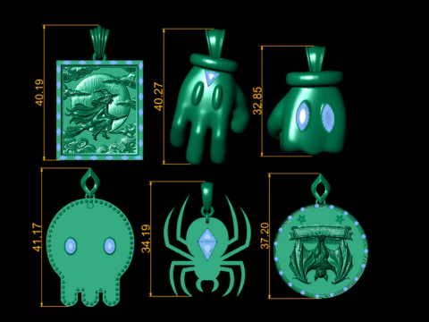 Mystic Halloween Pendant Collection 3D Print Model