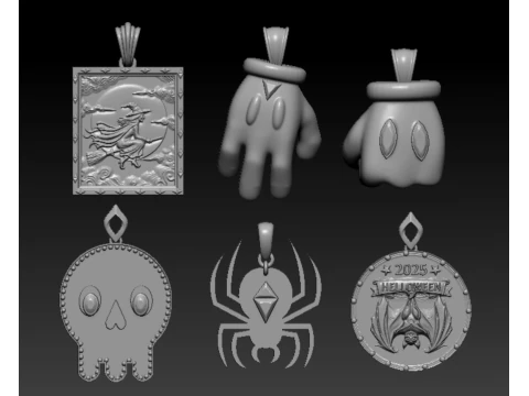 Mystic Halloween Pendant Collection 3D Print Model