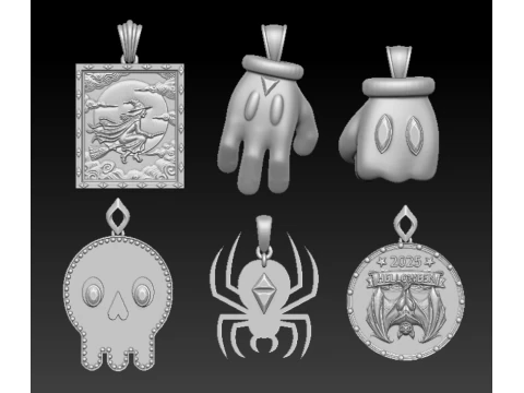 Mystic Halloween Pendant Collection 3D Print Model