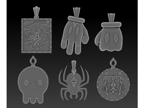 神秘万圣节吊坠系列 3D 打印模型