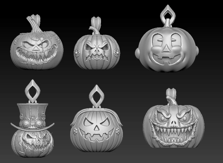 Evil Pumpkin King Pendant Collection 3D Print Model .c4d .max .obj .3ds .fbx .stl .blend