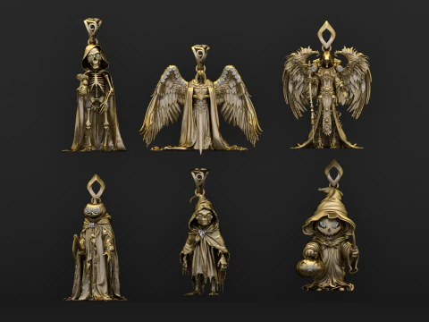 Golden Reaper gehuld skelet hanger 3D afdrukbaar model 3D printmodel