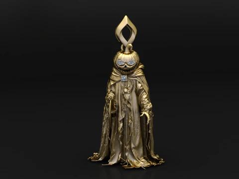 Golden Reaper Cloaked Skeleton Pendant 3D Printable Model 3D Print Model