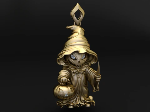 Golden Reaper Cloaked Skeleton Pendant 3D Printable Model 3D Print Model