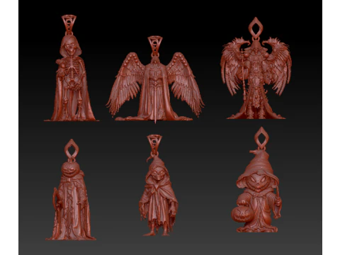 Golden Reaper Cloaked Skeleton Pendant 3D Printable Model 3D Print Model
