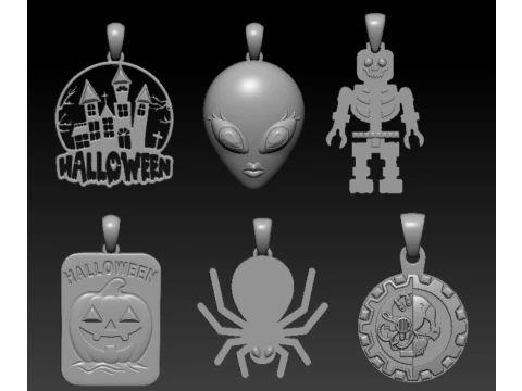 Haunted Castle Halloween Pendant 3D Printable Model 3D Print Model