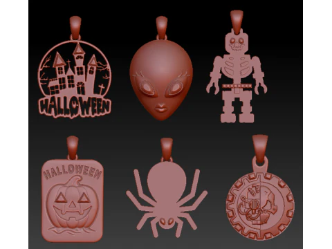 Haunted Castle Halloween Pendant 3D Printable Model 3D Print Model