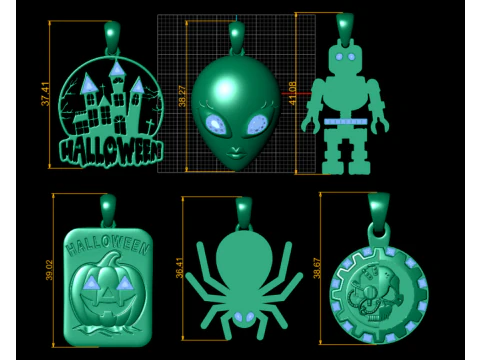 Haunted Castle Halloween Pendant 3D Printable Model 3D Print Model