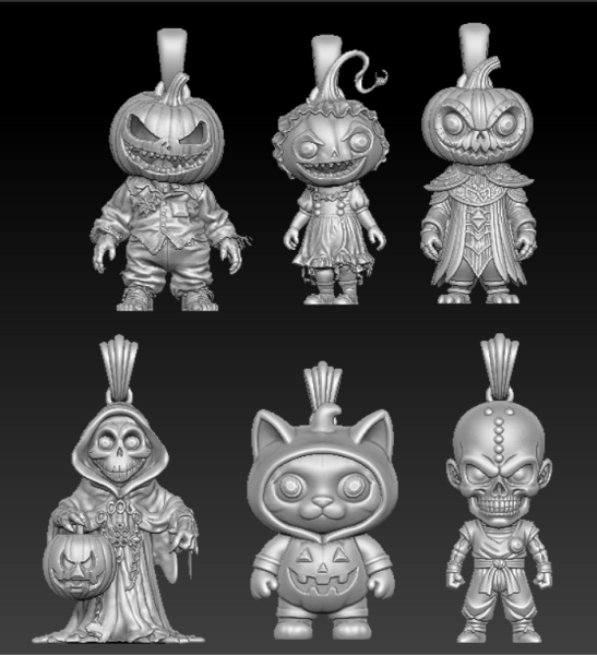 カボチャかかしモンスター ペンダント 3D 印刷可能モデル 3Dプリントモデル .c4d .max .obj .3ds .fbx .stl .blend 