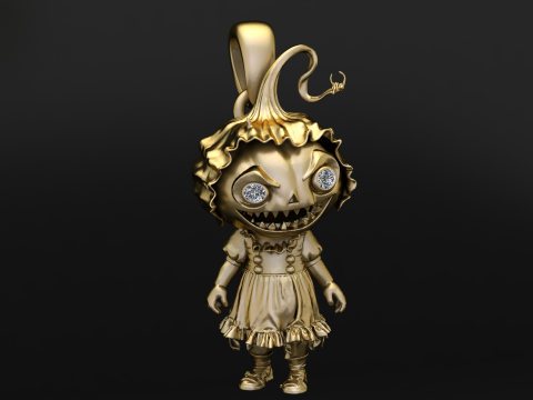 カボチャかかしモンスター ペンダント 3D 印刷可能モデル 3Dプリントモデル