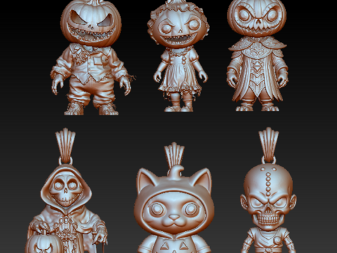 カボチャかかしモンスター ペンダント 3D 印刷可能モデル 3Dプリントモデル