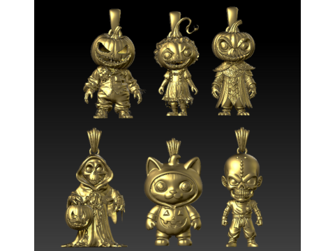 カボチャかかしモンスター ペンダント 3D 印刷可能モデル 3Dプリントモデル