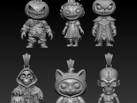 カボチャかかしモンスター ペンダント 3D 印刷可能モデル 3Dプリントモデル