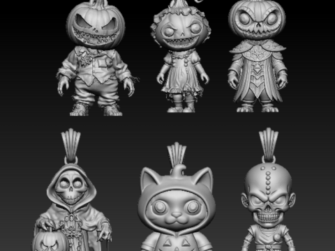 カボチャかかしモンスター ペンダント 3D 印刷可能モデル 3Dプリントモデル