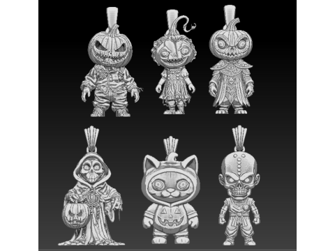 カボチャかかしモンスター ペンダント 3D 印刷可能モデル 3Dプリントモデル