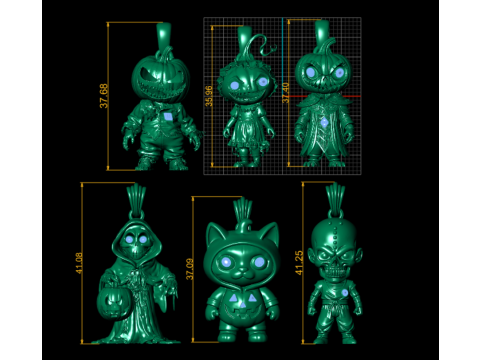 カボチャかかしモンスター ペンダント 3D 印刷可能モデル 3Dプリントモデル