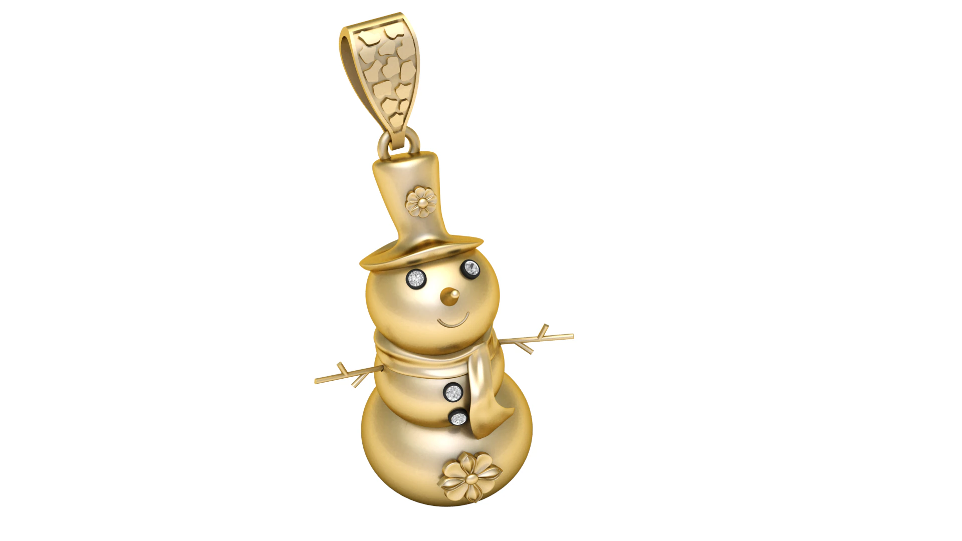 Golden Snowman Pendant 3D Print Model .c4d .max .obj .3ds .fbx .stl .blend 