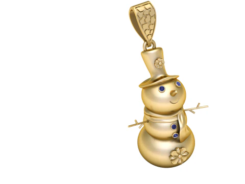 Golden Snowman Pendant 3D Print Model
