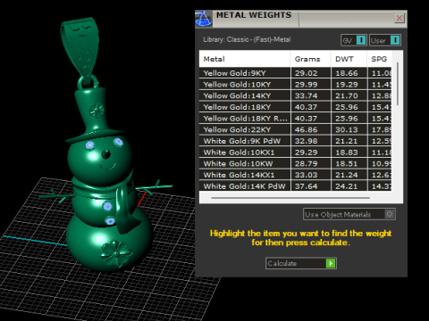 ゴールデンスノーマンペンダント 3Dプリントモデル
