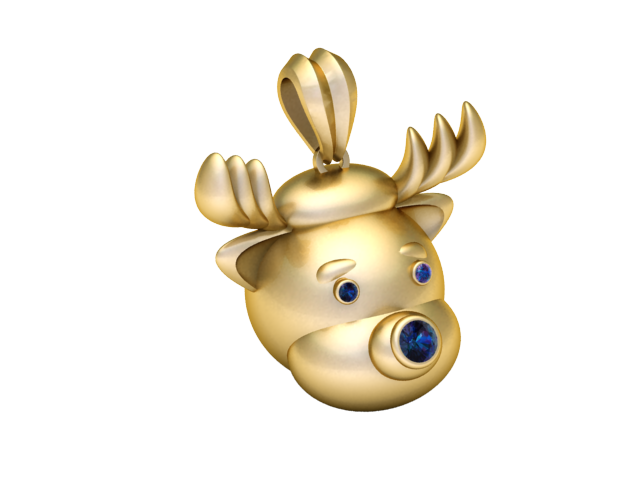 क्रिस्टल नाक रेनडियर पेंडेंट 3D प्रिंट मॉडल .c4d .max .obj .3ds .fbx .stl .blend 