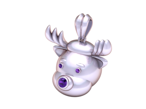 क्रिस्टल नाक रेनडियर पेंडेंट 3D प्रिंट मॉडल