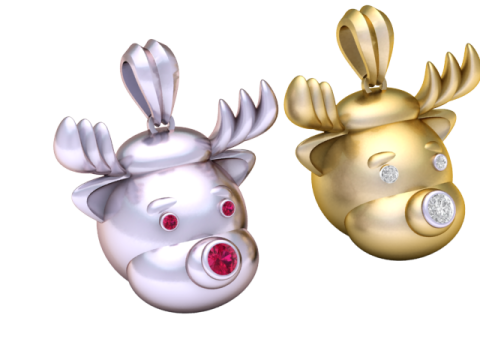 क्रिस्टल नाक रेनडियर पेंडेंट 3D प्रिंट मॉडल