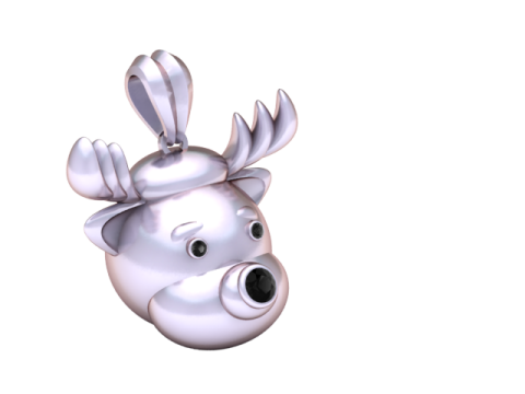 क्रिस्टल नाक रेनडियर पेंडेंट 3D प्रिंट मॉडल